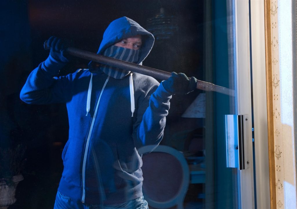 burglar opening sliding door
